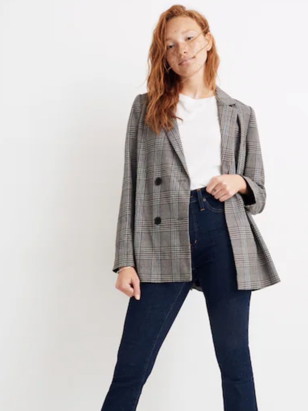 Madewell Caldwell Double-Breasted Blazer in Menswear Plaid Size L